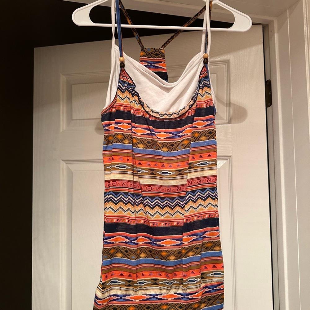 Multicolor Patterned layered tank Top